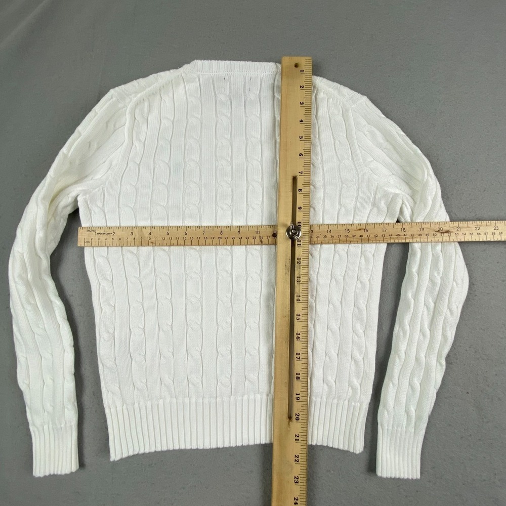 Polo Ralph Lauren Womens Cable Knit Long Sleeve Sweater White Small Preppy pony - Picture 14 of 16